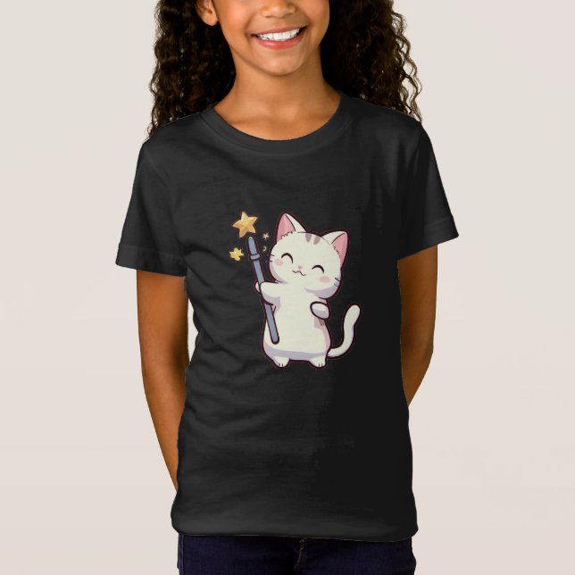 T-Shirt Chats mignons tenant une baguette magique (Devant)
