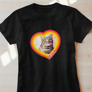 T-shirt Chat's Modern Simple Jouer Nom du coeur et photo