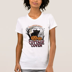 T-shirt Chats noirs d'Halloween Art de citrouille de coven