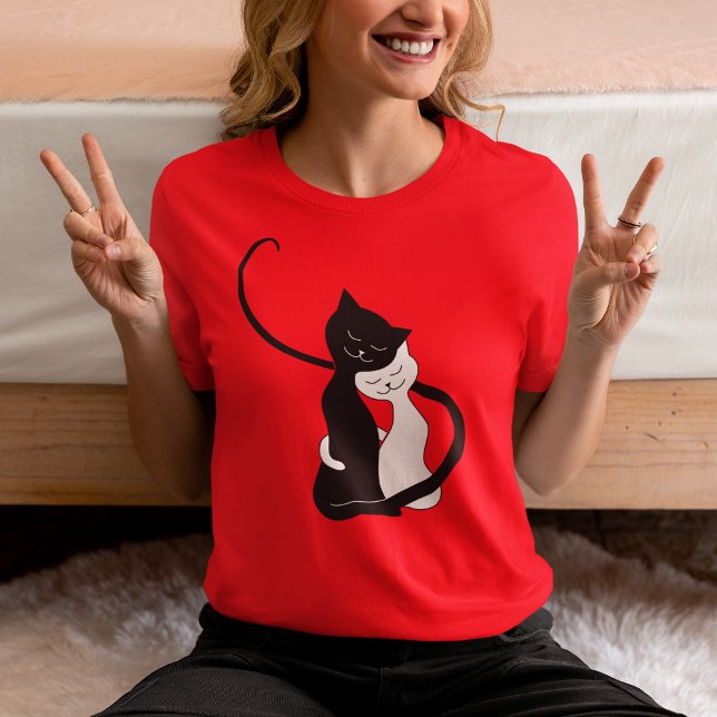 T-shirt Chats noirs et blancs romantiques en amour Valenti (Créateur téléchargé)