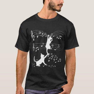 T-shirt Chats noirs jouant avec un chat de note de musique