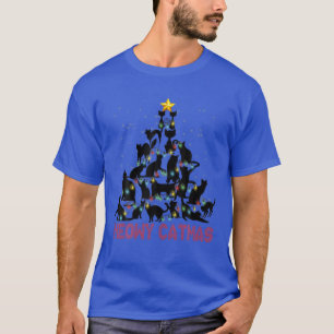 T-shirt Chats noirs Meowa Catmas Noël Arbre Lumières Orn