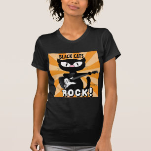 T-shirt CHATS NOIRS ROCK! Guitare de jeu de chats de caric