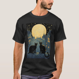 T-shirt Chats noirs sur un toit