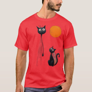 T-shirt Chats noirs surréalistes dans un paysage onirique