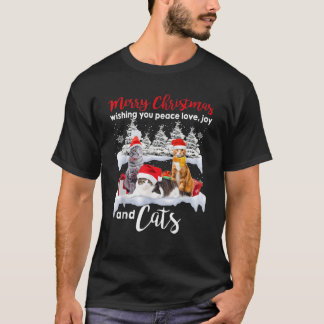 T-shirt Chats père Noël en hiver neige Noël340