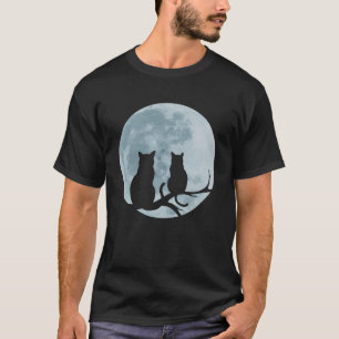 T-shirt Chats Pleine lune Cute Kitten Filles Chats Amour
