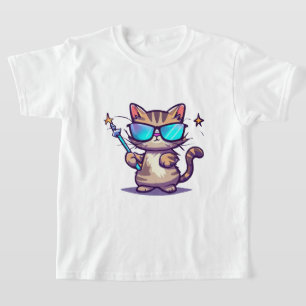 T-shirt Chats portant des lunettes tenant des étoiles de b