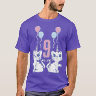 T-shirt Chats pour enfants 9e anniversaire Fille au chat 9