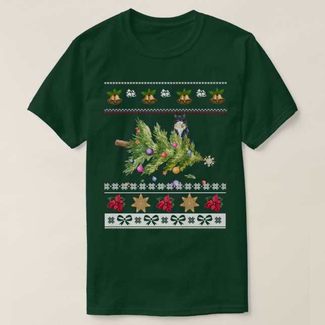 T-shirt Chats Propriétaires Joyeux Noël Fêtes Vilain Hiver (Design devant)