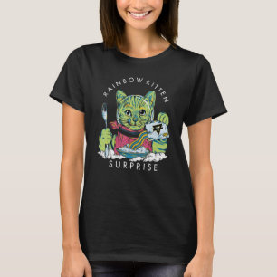 T-shirt Chats Rainbow Kitten Surprise mignonne Manger Retr