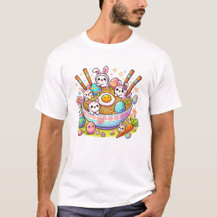 T-shirt Chats Ramen de Pâques Mignons Anime Joyeuse Journé