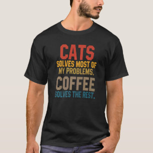 T-shirt Chats Résout Mes Problèmes Café Chat Chats Mignon
