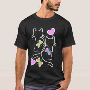 T-shirt Chats rétro de printemps 80s 90s Chatons Papillons