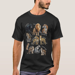 T-shirt Chats Sauvages Éducatifs et Grands Félins du Monde