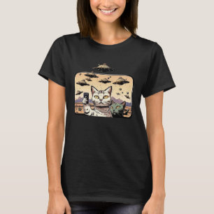 T-shirt chats selfie UFO vaisseaux spatiaux Kitties Chats