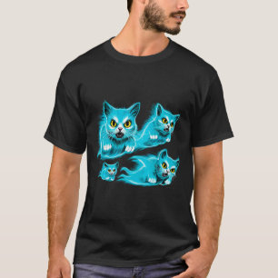 T-shirt Chats Spectraux Halloween Drôle Fantôme Volant Tee