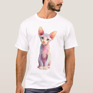 T-shirt Chats Sphynx Psychédéliques Colorés d'Hommes