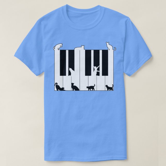 T-shirt Chats Sur Touches De Piano (Design devant)