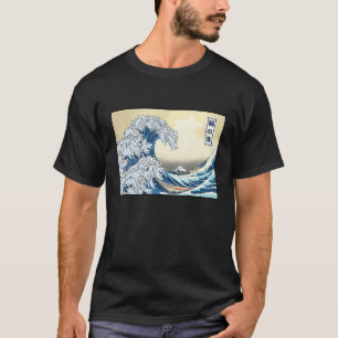 T-shirt Chats surfant sur la Grande Vague japonaise de Kan