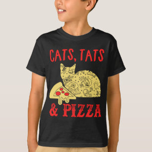 T-shirt Chats, Tats Et Pizza, Cadeau Amoureux des chats