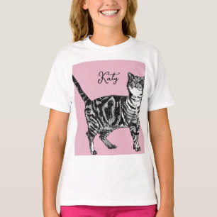 T-shirt Chats Tigrés Pastel Chats Filles Rose Rose Pâle An