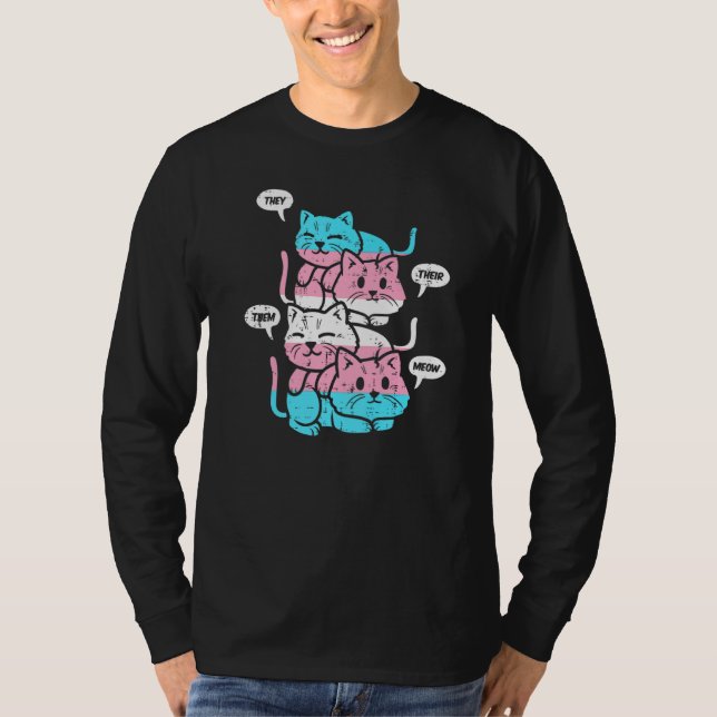 T-shirt Chats Transgenre Drapeau Lgbt Ils Leur Les Meow Ca (Devant)
