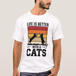 T-shirt Chats Vintage Citation Rétro Coucher de Soleil Con