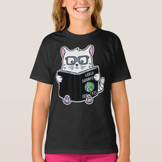T-shirt chatte    dominationnelle mondiale lecture (Devant)