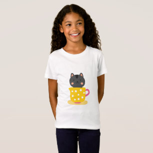T-Shirt Chatte mignonne en dessin animé sur la menthe