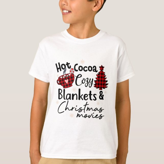 T-shirt Chaud Cocoa Couvertures douillettes Noël Films Buf (Devant)