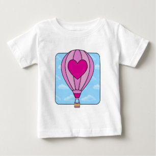 T-shirt chaud de ballon à air de coeur rose