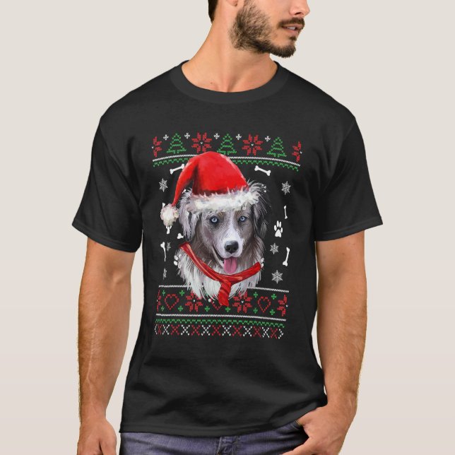 T-shirt Chaud moche Noël Berger Américain Santa Hat (Devant)