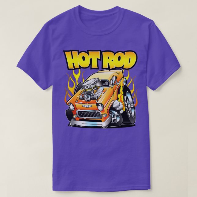 T-shirt Chaud Rod 55 Gasser Blown Jacked Flames voiture (Design devant)