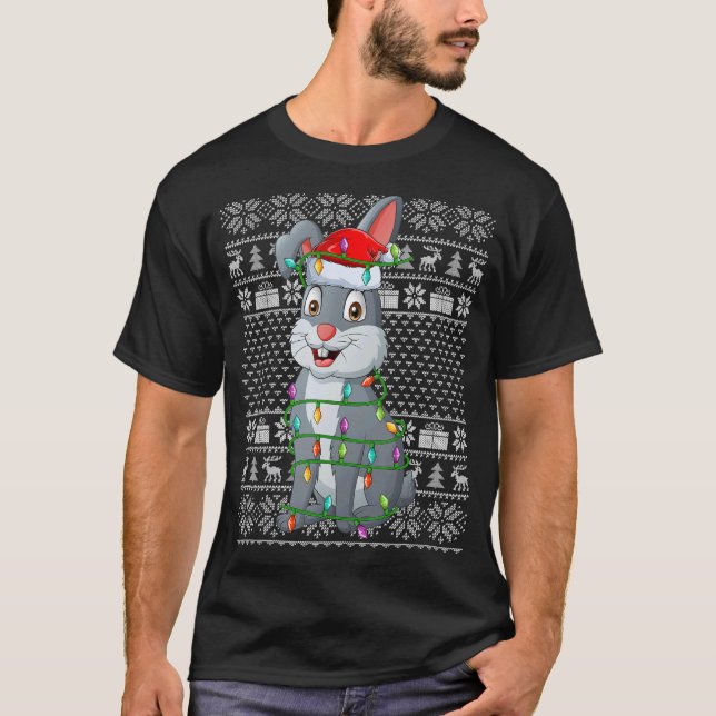 T-shirt Chaud style Xmas lights Père Noël Rabbit Christ (Devant)