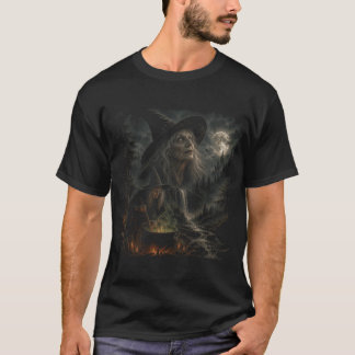 T-shirt Chaudière de nuit de sorcière | Lune hantée, chauv