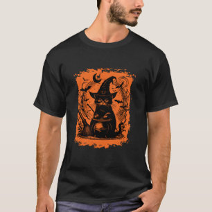 T-shirt Chaudière de sorts de chat noir Halloween Partie