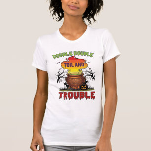 T-shirt Chaudière Double Travail Problème Halloween Chat N
