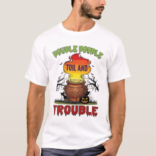 T-shirt Chaudière Double Travail Problème Halloween Chat N