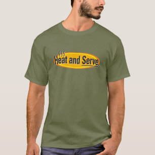 T-shirt Chauffage et servir le texte noir Gfx