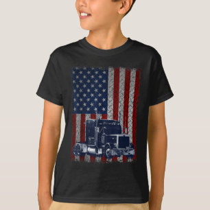 T-shirt Chauffeur de camion American Flag Trucker cadeau