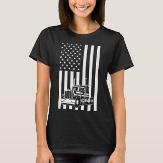 T-shirt Chauffeur de camion American Flag Trucker Semi Tru