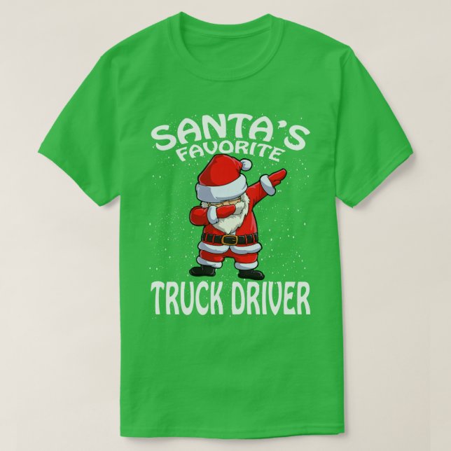 T-shirt Chauffeur de camion favori Santas Noël (Design devant)