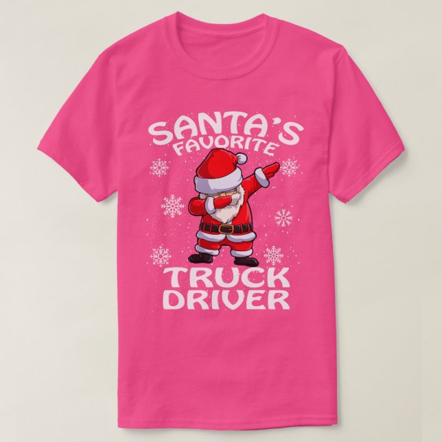 T-shirt Chauffeur de camion favori Santas Noël 2 (Design devant)