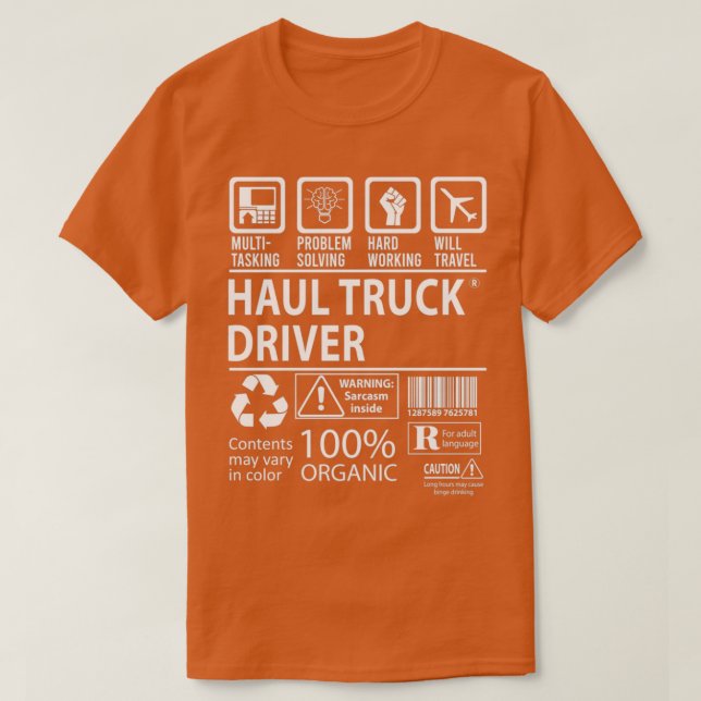 T-shirt Chauffeur de camion Haul multitâche objet cadeau d (Design devant)