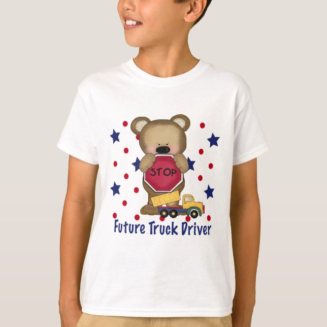 T-shirt Chauffeur de camion mignon d'avenir d'ours (Devant)