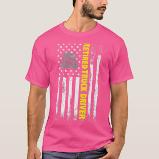 T-shirt Chauffeur de camion retraité Ligne or mince Drapea