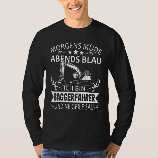 T-shirt Chauffeur de Digger Matin Fatigué Soir Bleu Digger (Devant)