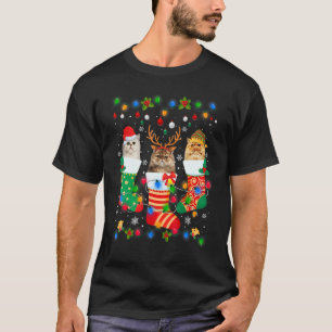 T-shirt Chaussettes de Noël de chaton de chat persan migno