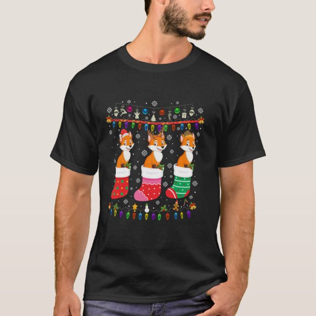 T-shirt Chaussettes de Noël Fox laides Pajama Sweater de N (Devant)